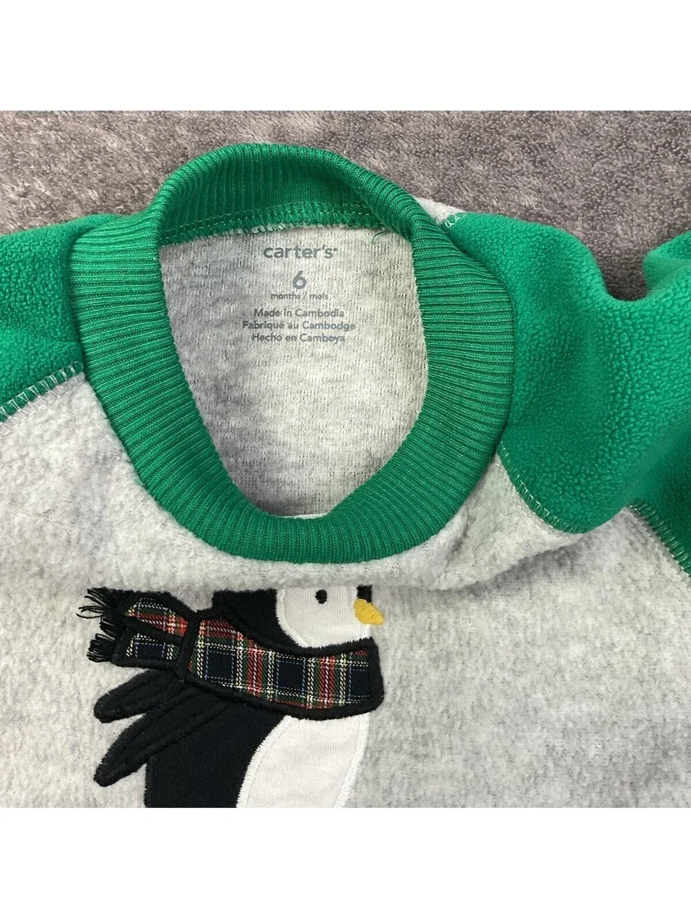 🐧 Carter's Fleece Penguin Romper (6M)